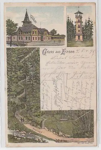 62874 Ak Lithographie Gruß aus Ernsee bei Gera 1896