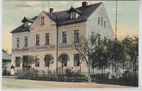 62862 AK Leutersdorf Conditorei & Café, Brot-Weiss & Feinbäckerei 1916