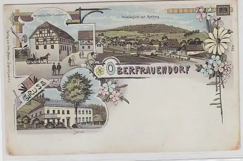 62859 Ak Lithographie Gruß aus Oberfrauendorf Gasthof usw. um 1900