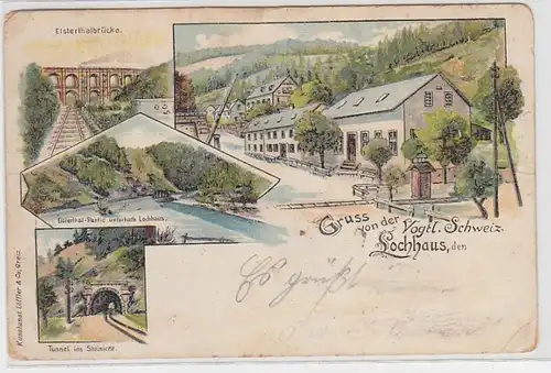 62845 Ak Lithographie Gruß von der Vogtländischen Schweiz Lochhaus 1904