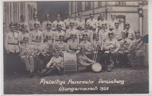 62812 Foto Ak Venusberg Freiwillige Feuerwehr Übungsmarsch 1928