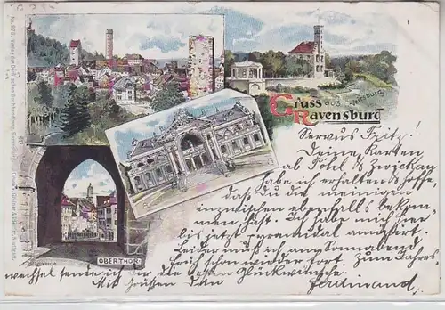 62795 Mehrbild Ak Lithographie Gruß aus Ravensburg 1897