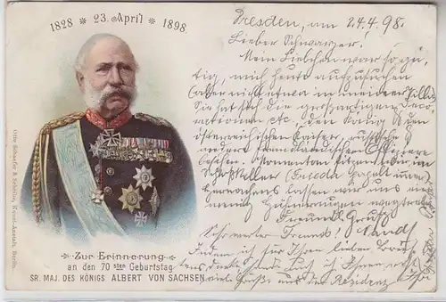 62780 Ak Zur Erinnerung des 70. Geburtstag des König Albert von Sachsen 1898