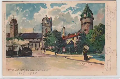 62759 Künstler Postkarte Ravensburg Weingartenthor 1900