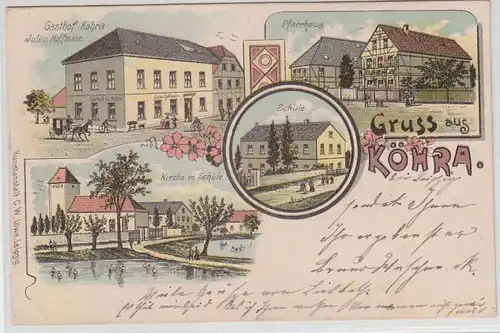 62745 Ak Lithographie Gruß aus Köhra Gasthof usw. 1902