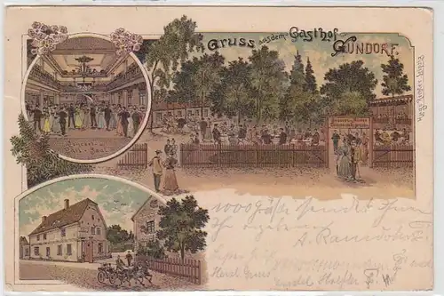 62730 Ak Lithographie Gruß aus dem Gasthof Gundorf 1906
