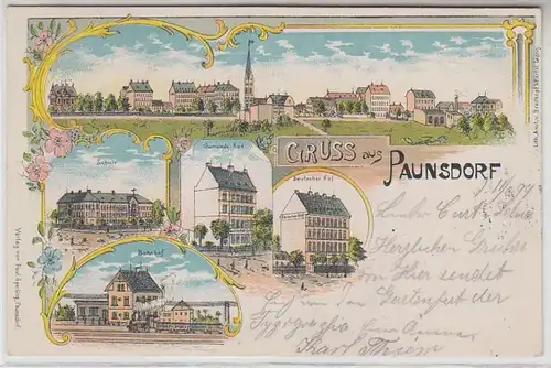 62723 Ak Lithographie Gruß aus Paunsdorf bei Leipzig 1899