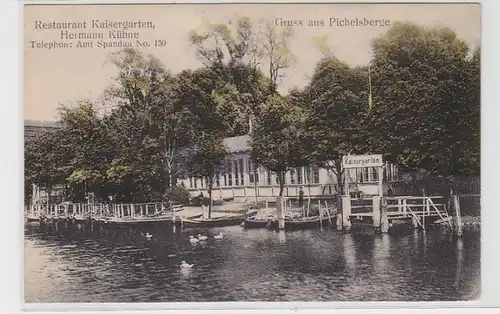 62704 Ak Gruß aus Pichelsberge Restaurant Kaisergarten 1916