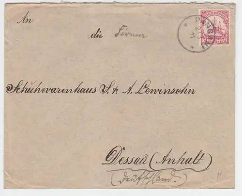 62687 Lettre de l'Afrique orientale DOA de Pangani à Dessau 1911