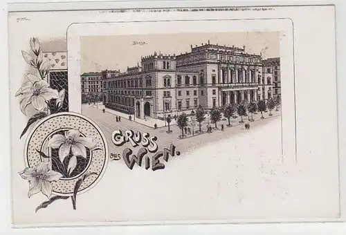 61127 Ak Lithographie Gruß aus Wien Börse um 1900
