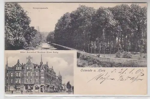 61114 Ak Osterode am Harz Hotel Kaiserhof und Sösepromenade 1907