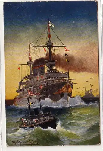 61105 Ak navire de guerre allemand Kaiser Barbarossa 1908