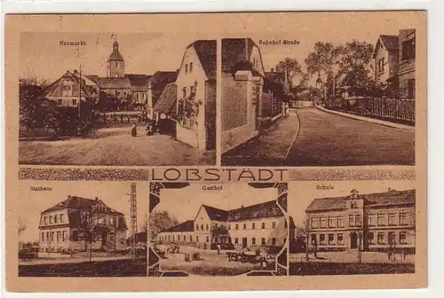 61088 Mehrbild Ak Lobstädt Gasthof Schule Bahnhofstraße Rathaus Neumarkt 1919