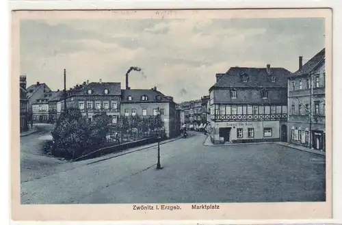 60996 Ak Zwönitz im Erzgebirge Marktplatz mit Gasthof zum Ross um 1930