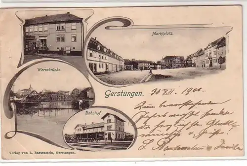 60975 Mehrbild Ak Gerstungen Bahnhof, Werrabrücke, Marktplatz 1901