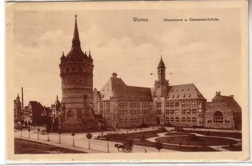 60905 Ak Worms Wasserturm und Eleonoren Schule 1908
