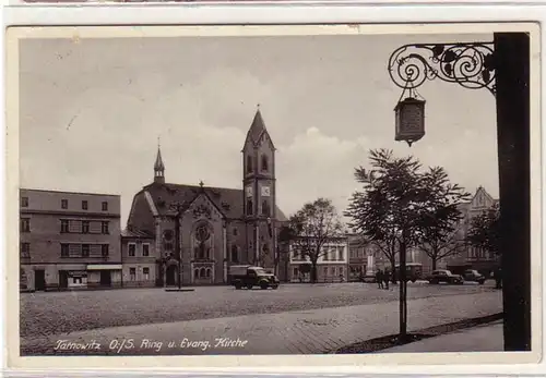 60886 Ak Tarnowitz Oberschlesien Ring und evangelische Kirche 1939