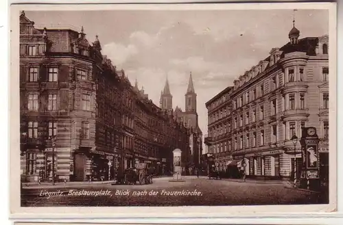 60887 Ak Liegnitz Breslauerplatz Blick nach der Frauenkirche 1921