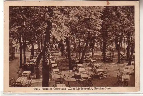 60877 Ak Breslau Cosel Gaststätte "Zum Lindenpark" 1938