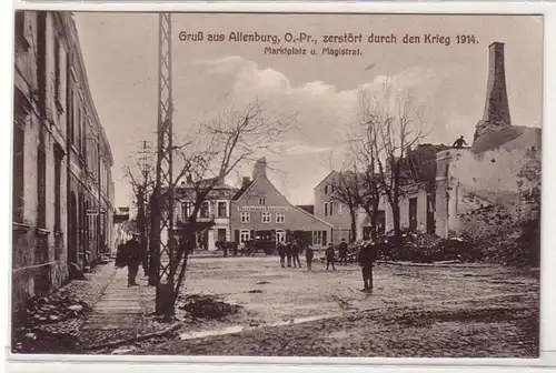 60879 Ak Salutation de Allenburg Est Prussen Marché et Magistrat vers 1915