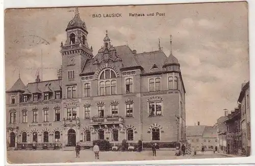 60813 Ak Bad Lausick Rathaus und Post 1917