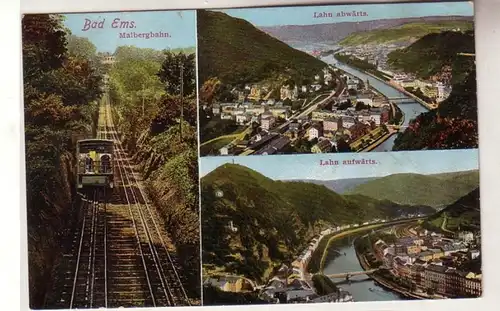 60748 Multi-image Ak Bad Ems Malbergbahn Lahn en aval et en amont vers 1910