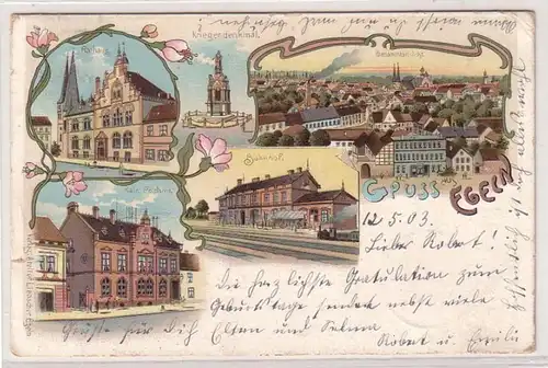 60742 Ak Lithographie Gruß aus Egeln Bahnhof usw. 1903