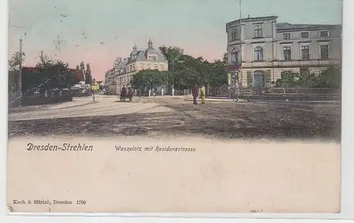 60702 Ak Dresden Strehlen Wasaplatz mit Residenzstrasse 1907
