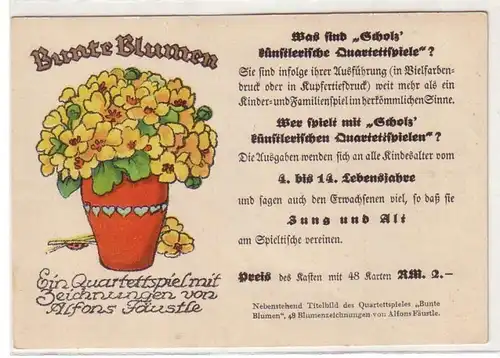 60685 Reklame Ak für das Quartettspiel "Bunte Blumen" um 1930
