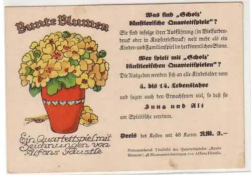 60683 Reklame Ak für das Quartettspiel "Bunte Blumen" um 1930