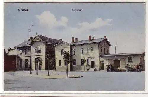 60657 Ak Coswig in Anhalt Bahnhof 1921