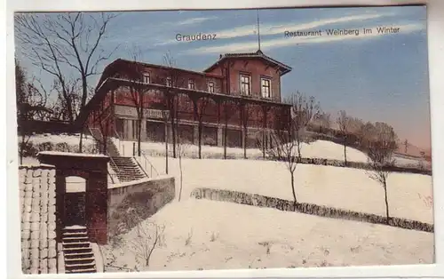 60653 Ak Grauddenz Grudziadz Restaurant Weinberg en hiver vers 1910