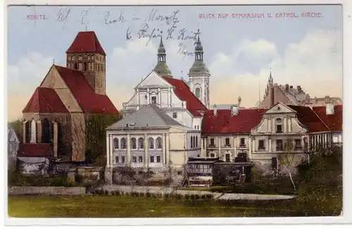 60648 Ak Konitz en Prusse occidentale Vue sur le lycée et Kath. Eglise 1916