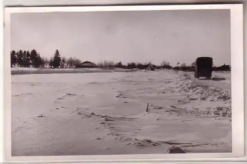 60628 Photo Ak Leski Pologne Camion Carpathe dans le paysage hivernal dans la 2ème guerre mondiale