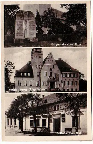 60590 Mehrbild Ak Jauch Belzig Kriegerdenkmal, Schloß, Gasthof um 1940