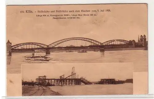 60570 Ak Cologne Pont sud avant et après l'effondrement du 9 juillet 1908