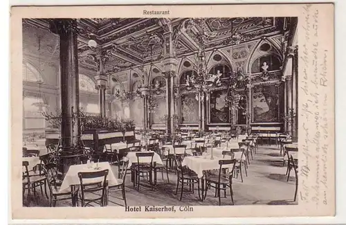 60566 Ak Cologne Hotel Kaiserhof Restaurant 1916