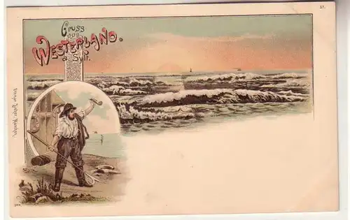 60560 Ak Lithographie Salutation de Westerland sur Sylt vers 1900