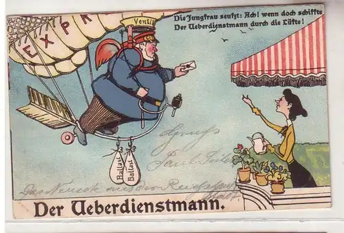 60548 Humor Ak "Der Überdienstmann" 1901