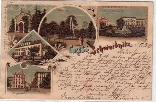 60528 Ak Lithographie Salutation de Schweidnitz en Silésie 1898