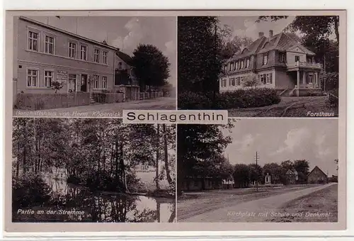 60486 Mehrbild Ak Schlagenthin Geschäftshaus usw. 1943