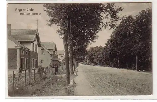 60474 Feldpost Ak Angermünde Bahnhofstrasse 1917