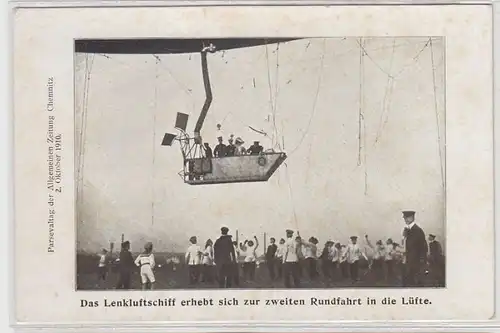 60420 Ak Chemnitz an Bord des Parseval Luftschiff 5 am 2. Oktober 1910