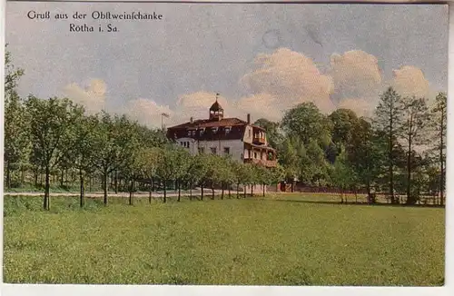 60400 Ak Gruß aus der Obstweinschänke Rötha in Sachsen um 1920