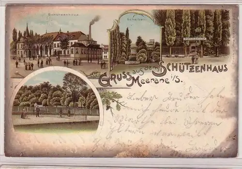 60390 Ak Lithographie Gruss aus dem Schützenhaus Meerane 1904
