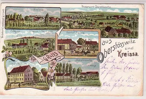60388 Ak Lithographie Gruss aus Oberstösswitz und Kreissa 1905