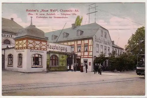 60386 Ak Chemnitz-Alt. Etablissement Reichel's "Neue Welt" 1909