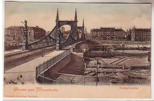 60355 Ak Salutation de Mannheim Neckarbrücke vers 1900
