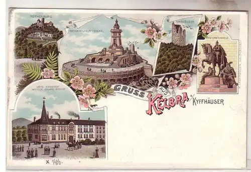 60354 Ak Lithographie Gruß aus Kelbar am Kyffhäuser um 1900