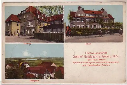 60349 Ak Obstweinschänke Gasthof Haselbach bei Treben Thüringen um 1920